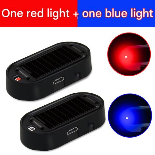 Solar-powered simulated car anti-theft warning light