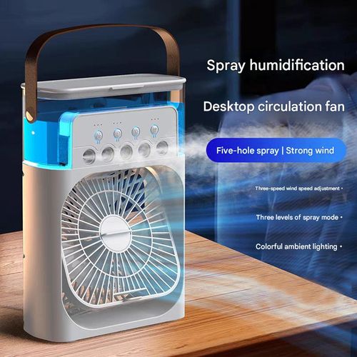 5-Nozzle Spray Humidifying Fan | Portable USB Desktop Fan | High-Power, Silent, Handheld Cooling Fan