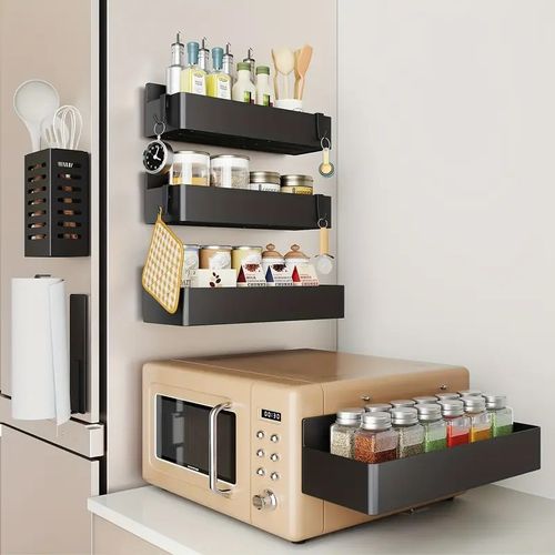 Best-selling Magnetic Drill-Free Adhesive-Free Fridge Rack – Seasoning    Condiment Rack – Storage Rack for Kitchen Refrigerators and Washing Machines