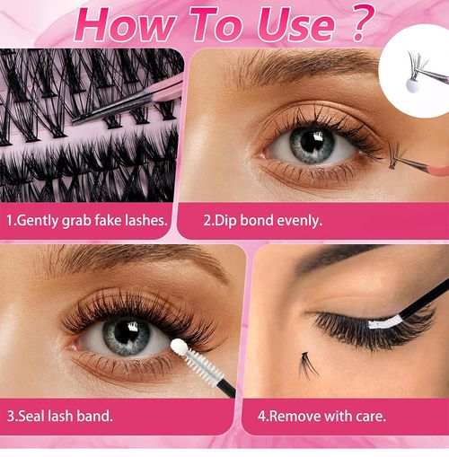 Eyelash Book   (3-Piece Set: 30D + 40D + 50D)  A best-selling, high-value set featuring 640 clusters   DIY Western-style voluminous, long, clustered false eyelashes.