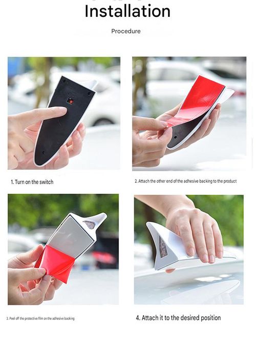 Automotive Shark Fin Decorative Light — Car Antenna Modification Lamp — Dedicated Anti-Rear-End LED Flasher (8 LEDs)