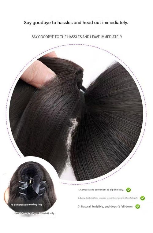 Women's Long Wavy Ponytail Wig — Large Waves, Claw-Clip Style — Trendy Influencer High Ponytail
