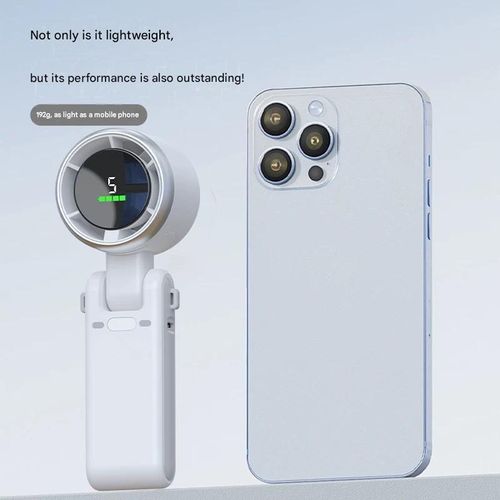N607 High-Speed ​​Turbo Handheld Fan — Digital Display, Mini, Wearable Neck Fan, Portable & Foldable