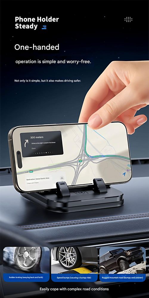 2026 Car Dashboard & Center Console Accessory: 2-in-1 Phone Holder & Parking Number Plate — Anti-Shake, Rotatable, and Portable