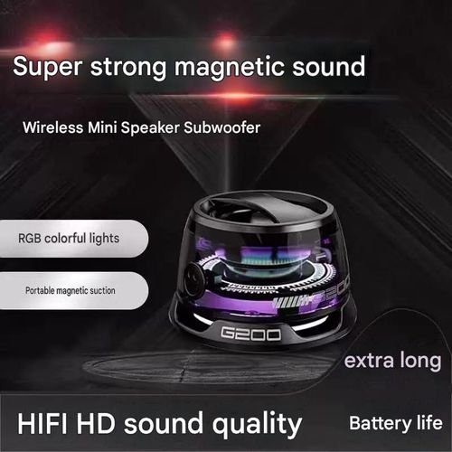 New Bestseller G200 Speaker — Magnetic Phone Mount Speaker — Desktop Mini Portable Subwoofer with Colorful LED Lighting