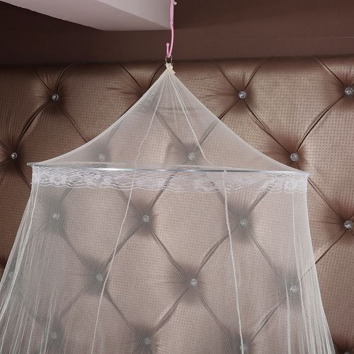 Household easy-to-install ceiling-mounted dome mosquito net, thickened princess-style floor-length canopy mosquito net, simple bed canopy for students and children.