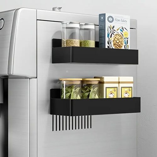 Best-selling Magnetic Drill-Free Adhesive-Free Fridge Rack – Seasoning    Condiment Rack – Storage Rack for Kitchen Refrigerators and Washing Machines