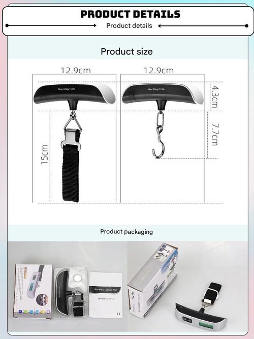 Portable Handheld Scale with Hook — 50kg Electronic Luggage Scale, Household Weighing Device with Ergonomic Thick Handle