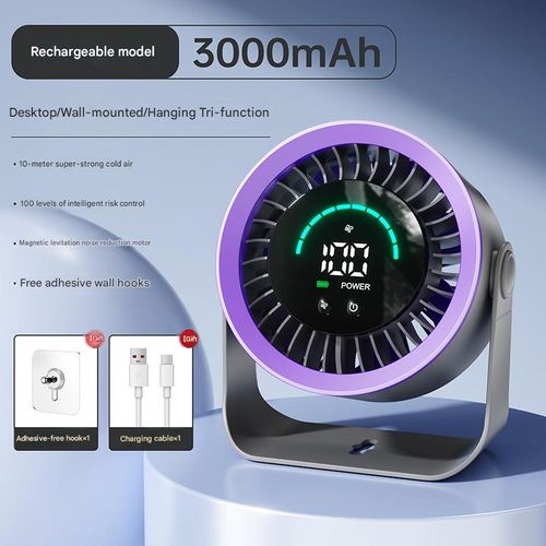 New High-Speed ​​Air Circulator Fan — Rechargeable, Silent, Desktop Turbine Fan for Home & Kitchen Use Wall-Mountable & Tabletop)