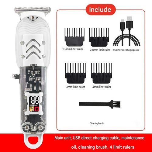 Hair Clipper with Transparent Body and LCD Charging Display
