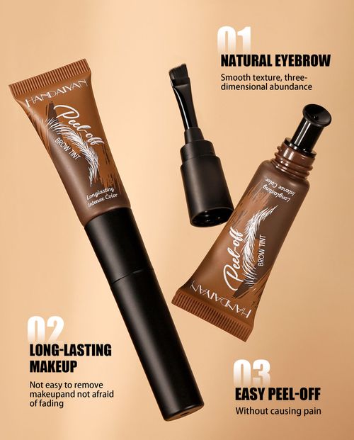 HANDAIYAN Peel-Off Eyebrow Tint — Waterproof, Long-Lasting, and Smudge-Proof — 5 Shades (Includes Brush Applicator)