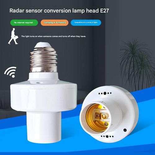 Radar Sensor Lamp Holder — Smart, Delayed-Off, Human-Motion Activated Socket for Stairwells, Hallways, and Garages (E27 Screw Base) — No Wiring Required