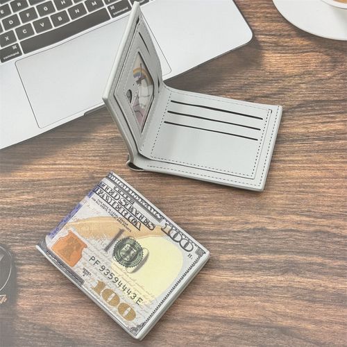 Model 1085 Anti-Magnetic RFID Money Clip — Men's PU Leather Card Holder, Card Case, and Bill Clip — Vintage Frosted Pocket Wallet