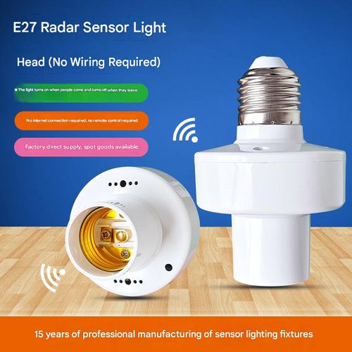 Radar Sensor Lamp Holder — Smart, Delayed-Off, Human-Motion Activated Socket for Stairwells, Hallways, and Garages (E27 Screw Base) — No Wiring Required