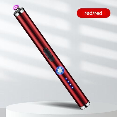 Long-Handle Electric Arc Lighter — Windproof, USB Rechargeable Igniter with Digital Battery Display, Dual Safety Switches, and Metal Casing