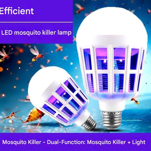 Dual-purpose LED mosquito-killing light bulb (E27 base) for home use—physical mosquito and fly trap repellent bulb.