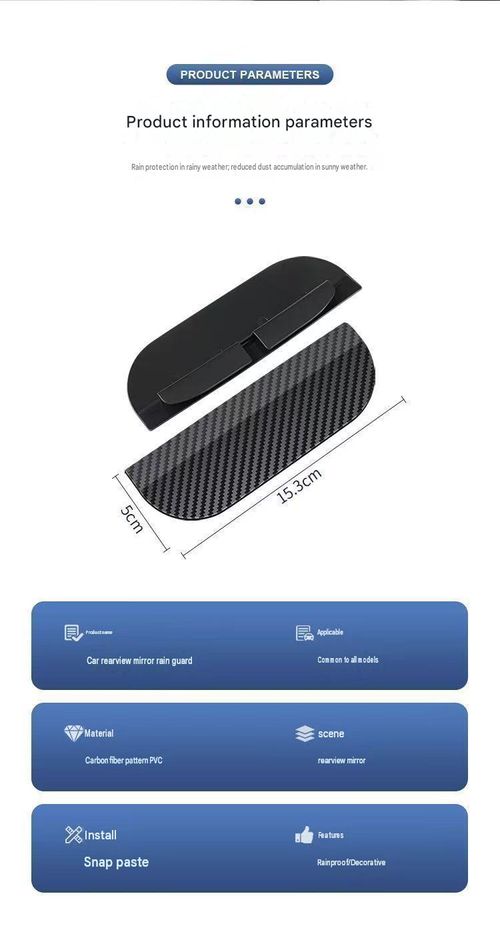 Clip-on Car Side Mirror Rain Visor with Carbon Fiber Pattern
