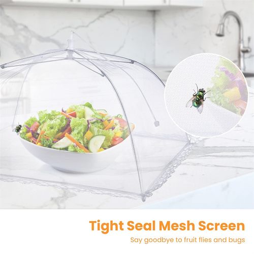 White Insect-Proof Cover — Foldable, Washable Mesh Food Cover (Dust-Proof)