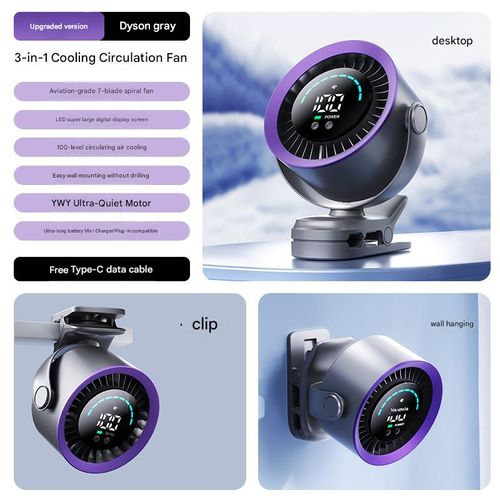 New High-Speed ​​Air Circulator Fan — Rechargeable, Silent, Desktop Turbine Fan for Home & Kitchen Use Wall-Mountable & Tabletop)