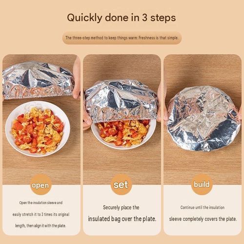 Pack of 50 Aluminum Foil Thermal Food Covers – Household Dining Table Food Warmer, Dustproof & Heat-Insulating Freshness Cover – Practical Kitchen Essential for Temperature Retention
