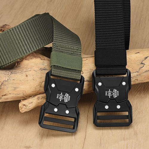 Men's Tactical Nylon Belt with Quick-Release Buckle — Cobra-Style Outdoor, Military Training, Canvas, Sports, and Cargo Pant Belt