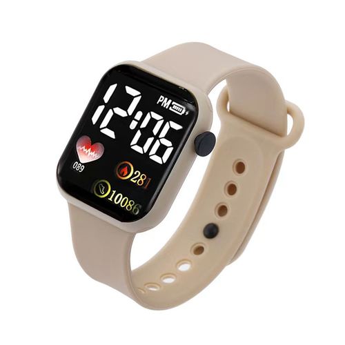 Heart-patterned square digital watch for couples, children, and students – sporty LED electronic watch.