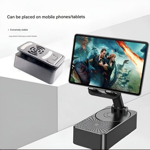 All-in-One Multifunctional Desktop Gadget: Universal, Foldable, and Portable — Featuring a Rotating Phone Stand, Bluetooth Speaker, and Power Bank