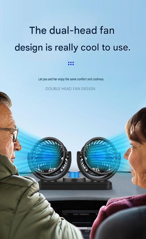 Dual-Head Car Fan – High-Power 12V Cooling Fan – USB Car Fan