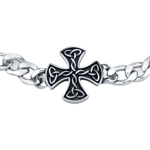 New Vintage-Style Celtic Cross Stainless Steel Bracelet — Bold & Distinctive Men's Cuban Link Chain Bracelet