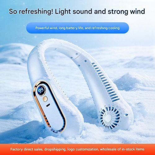 New Silent, Bladeless, Rechargeable Neck Fan — 5-Speed ​​Adjustable | Ultra-Long Battery Life | Portable Outdoor Cooling Device