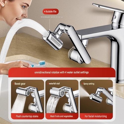 Universal Rotating Faucet Extender with Filter – Anti-Splash Bathroom Sink Attachment
