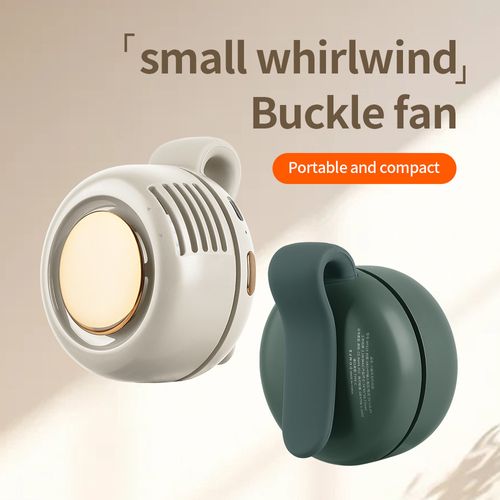 Portable   Little Whirlwind   bladeless fan—USB rechargeable, with clip  can be worn around the neck or at the waist.