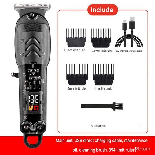 Hair Clipper with Transparent Body and LCD Charging Display