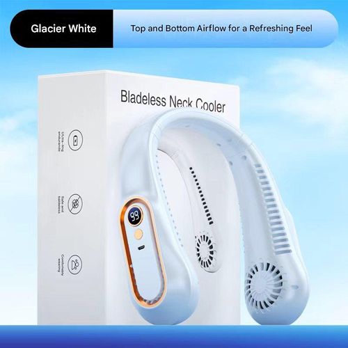 New Silent, Bladeless, Rechargeable Neck Fan — 5-Speed ​​Adjustable | Ultra-Long Battery Life | Portable Outdoor Cooling Device