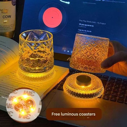 Light Luxury Style Creative Rotating Whiskey Glass — Premium Luminous, Self-Righting Beer Tumbler & Stress-Relieving Spinner Cup