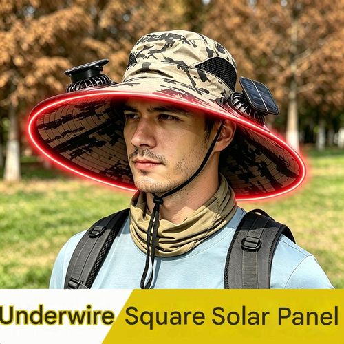 Men's Outdoor UV-Protection Fishing Hat with Solar-Powered Fan