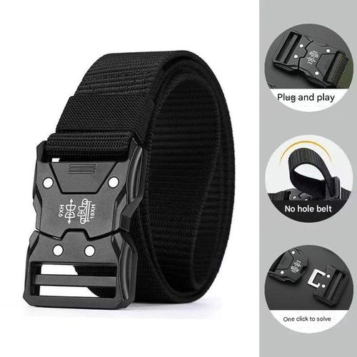 Men's Tactical Nylon Belt with Quick-Release Buckle — Cobra-Style Outdoor, Military Training, Canvas, Sports, and Cargo Pant Belt