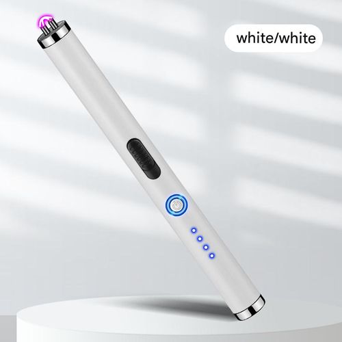 Long-Handle Electric Arc Lighter — Windproof, USB Rechargeable Igniter with Digital Battery Display, Dual Safety Switches, and Metal Casing