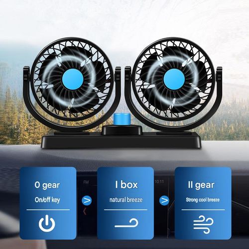 Dual-Head Car Fan – High-Power 12V Cooling Fan – USB Car Fan