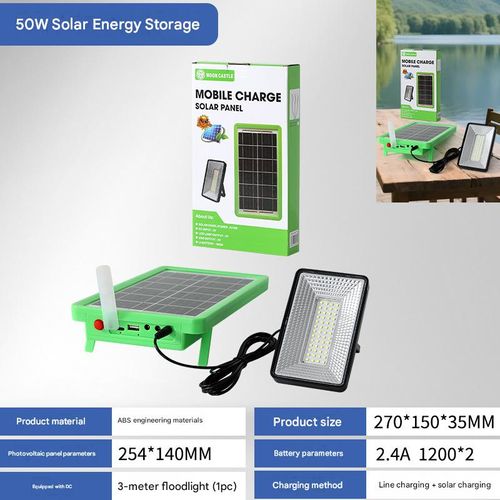 Solar-Powered Emergency Light — Rechargeable, Ideal for Night Market Stalls, Camping, and Backup Lighting — Features Solar Panel and Energy Storage