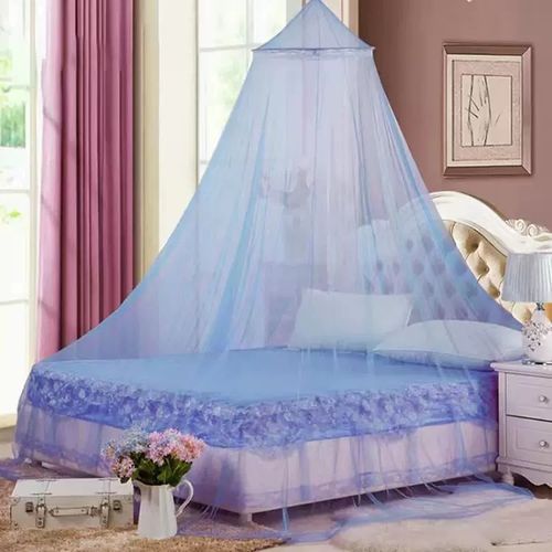 Household easy-to-install ceiling-mounted dome mosquito net, thickened princess-style floor-length canopy mosquito net, simple bed canopy for students and children.