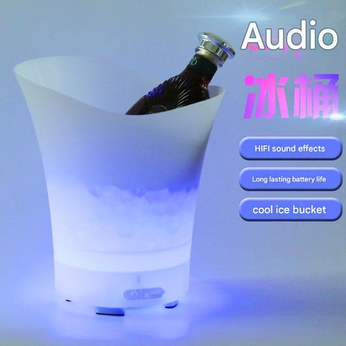Wireless Bluetooth Speaker Ice Bucket — Multi-Color LED  Breathing  Light — Outdoor & Home KTV Lounge Style — PP Plastic Wine Barrel Speaker