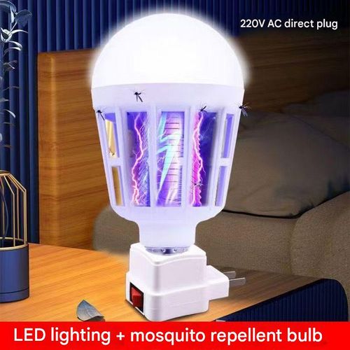Dual-purpose LED mosquito-killing light bulb (E27 base) for home use—physical mosquito and fly trap repellent bulb.