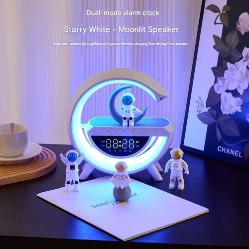 Multifunctional Ambient Desk Lamp with Wireless Charging, Bluetooth Speaker, Alarm Clock, and Night Light