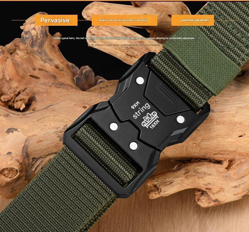 Men's Tactical Nylon Belt with Quick-Release Buckle — Cobra-Style Outdoor, Military Training, Canvas, Sports, and Cargo Pant Belt