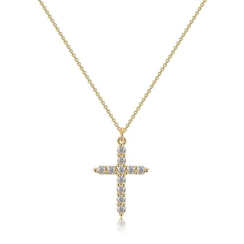 S925 Sterling Silver Full-Pavé Diamond Cross Necklace (American Style)