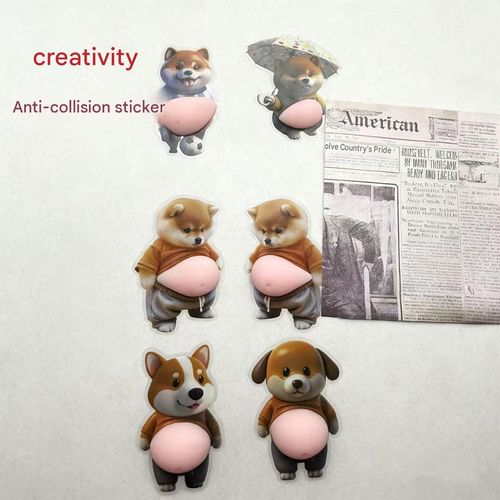 Super-soft silicone anti-collision pad featuring a pot-bellied Shiba Inu or Corgi.