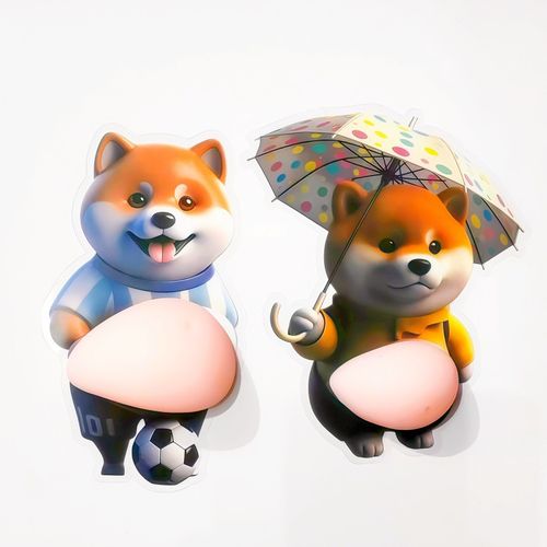 Super-soft silicone anti-collision pad featuring a pot-bellied Shiba Inu or Corgi.
