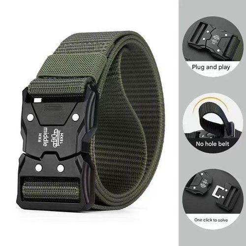 Men's Tactical Nylon Belt with Quick-Release Buckle — Cobra-Style Outdoor, Military Training, Canvas, Sports, and Cargo Pant Belt