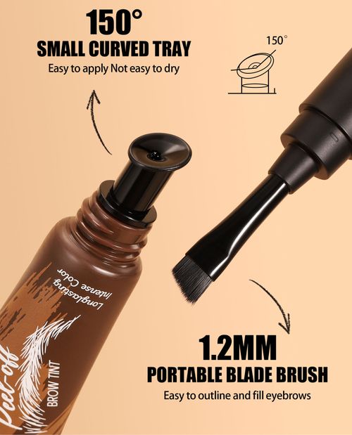 HANDAIYAN Peel-Off Eyebrow Tint — Waterproof, Long-Lasting, and Smudge-Proof — 5 Shades (Includes Brush Applicator)